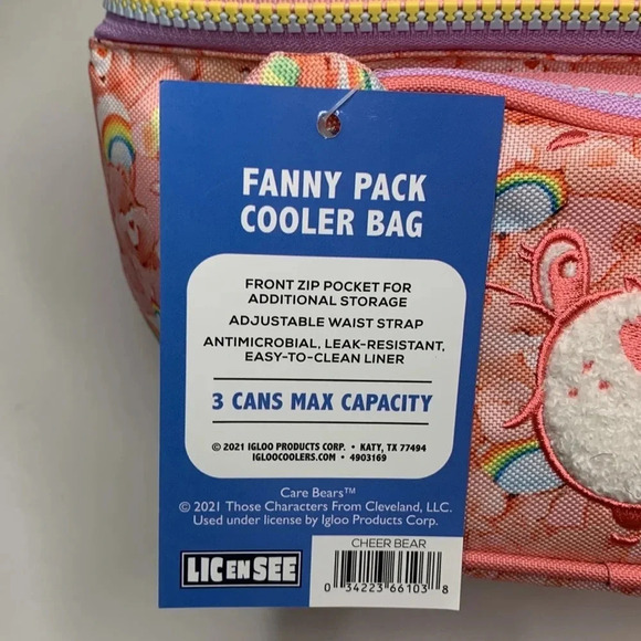 Care Bears Cheer Bear Fanny Pack Insulated Cooler 3 Can Capacity NWT - Picture 8 of 9